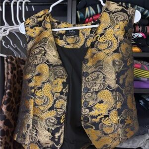 Gold and Black Dragon Patterned Vest